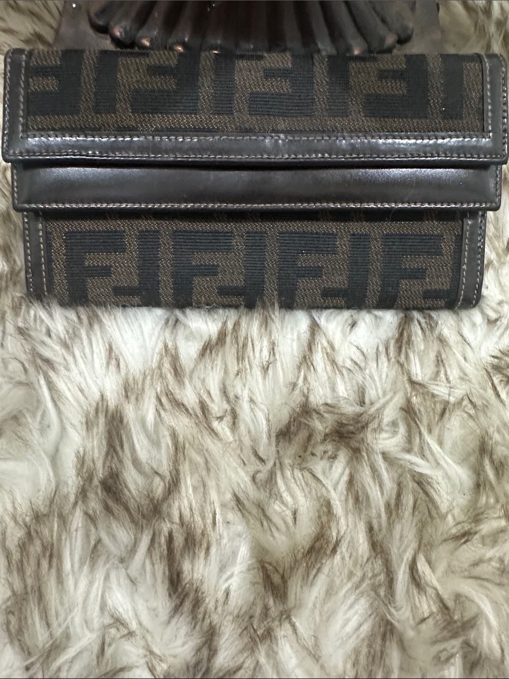FENDI Brown and Black FF Logo Fold Wallet - Picture 5 of 5
